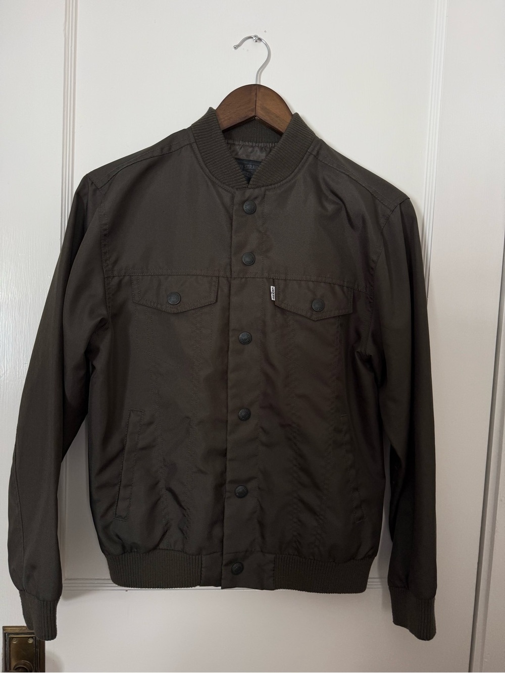 Levi's Olive Green Bomber Jacket with Snap Front